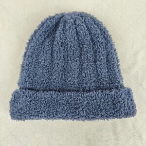 Free People Cloud Rib Beanie Hat Womens One Size Navy Blue Fuzzy Cozy‎ NWT